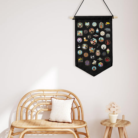 GAZIL Pin Badge Display Organizer, Canvas Brooch Holder Banner for Pin Badges, Rosette & Enamel Pin Storage Case