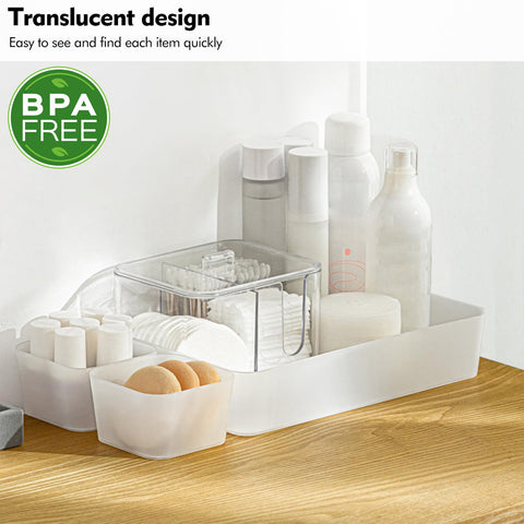 poeland 15 Pcs Drawer Organizer Tray Storage Box for Bedroom Dresser Bathroom Kitchen, Frosted