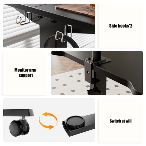 ERGOMAKER Low Height Electric Standing Desk, Lifts 48-75cm, 80x60cm, Black