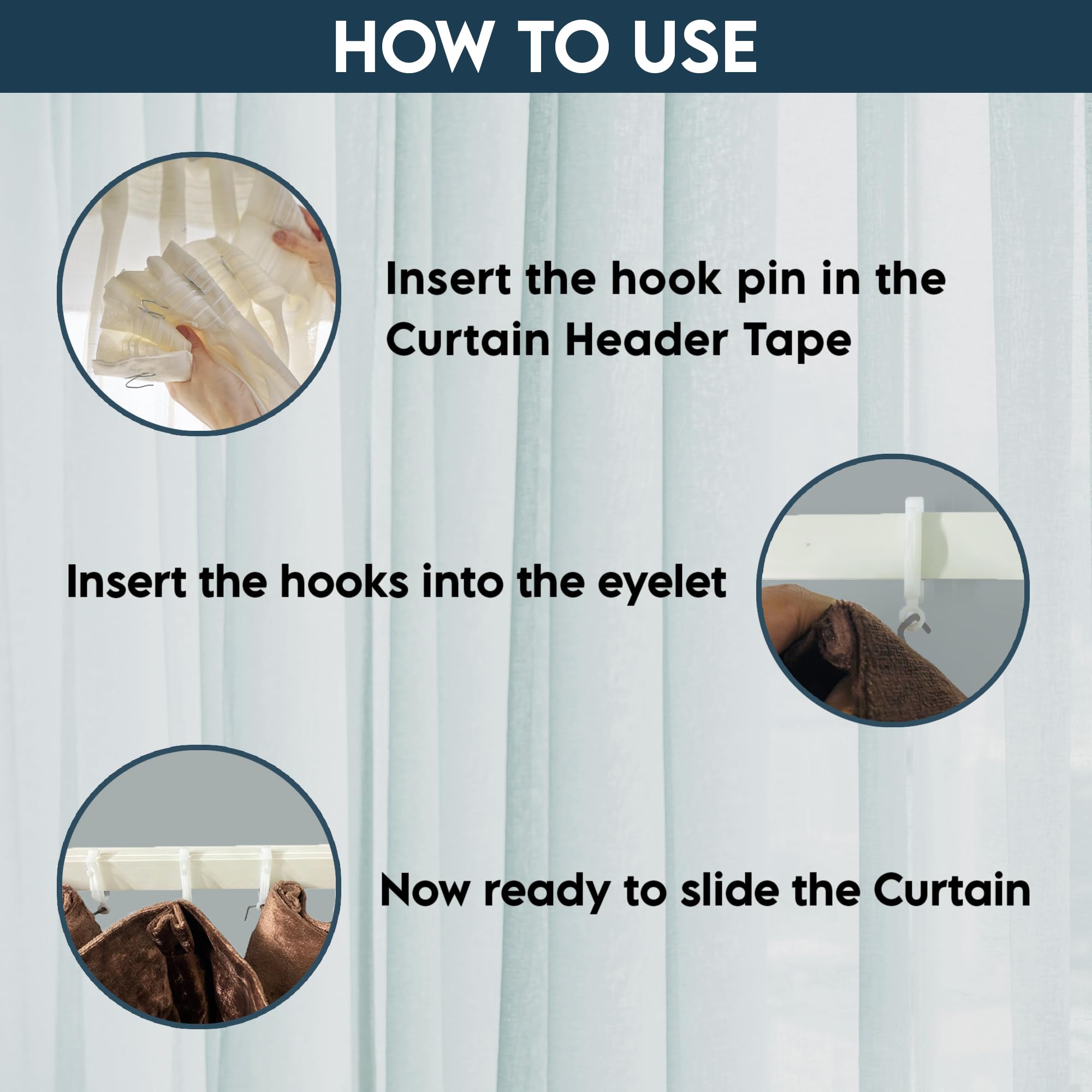 Yuhman 120 Pack Metal Curtain Hooks – 3.3cm x 2.1cm Stainless Steel Pinch Pleat Curtain Hooks & Heavy-Duty Pin Hook– Ideal for Windows Curtains
