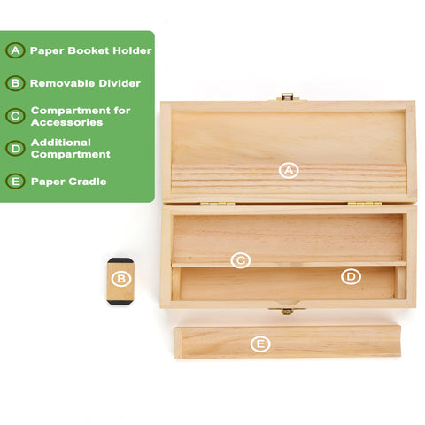RYO TRUST Roll Box, Storage Stash Box with Rolling Paper Dispenser and V Block, Portable Pine Wood Smoking Accessories Organizer 6.6'' x 3.3" x