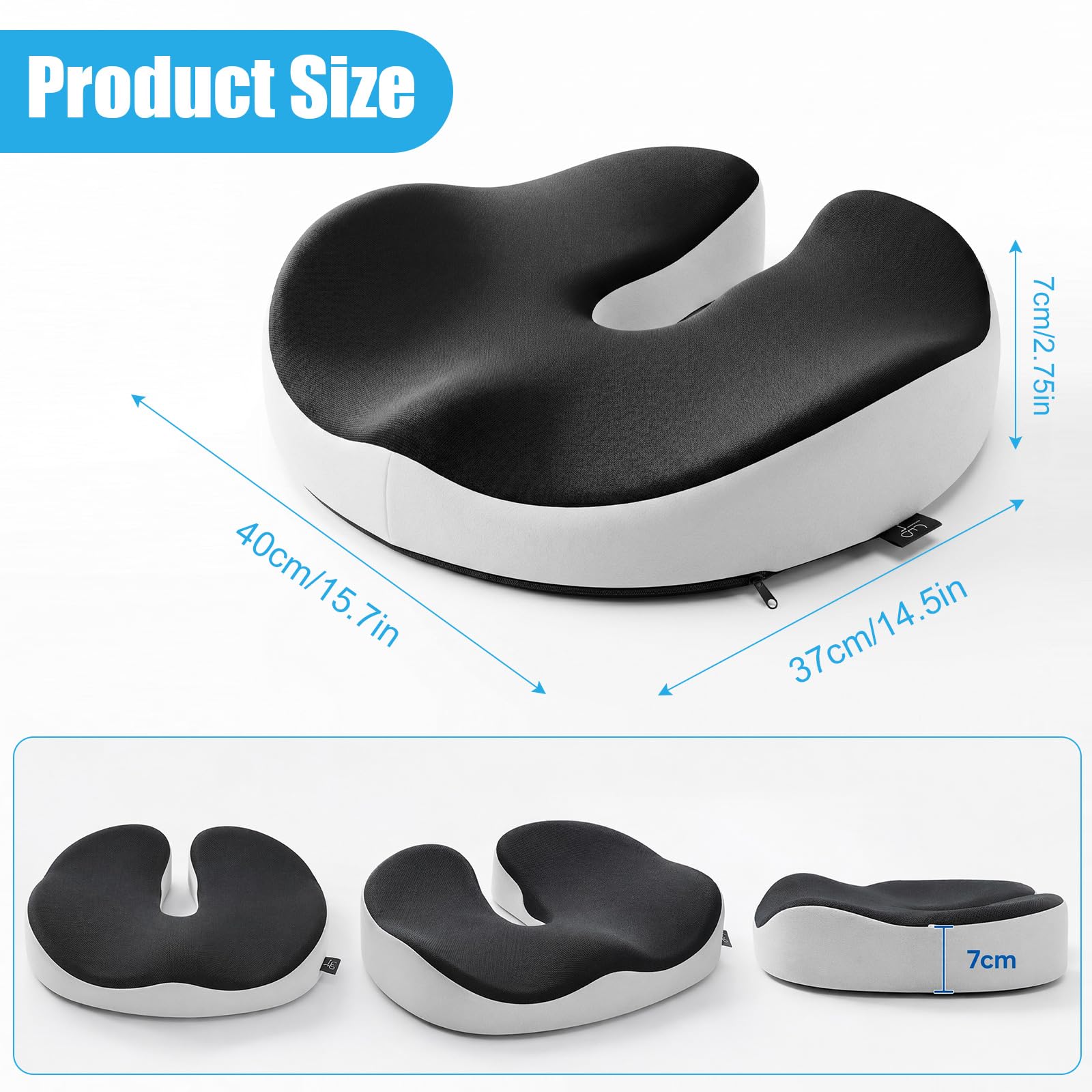 wiksite Seat Cushion Memory Foam - Hemorrhoid Donut Cushion for Coccyx, Tailbone, Piles Orthopaedic Pressure Relief Comfort Office Chair Cushion Seat