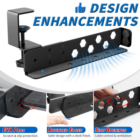 otuiaim Adjustable Under Desk Holder with Clamp for Desk - Steel Shelf