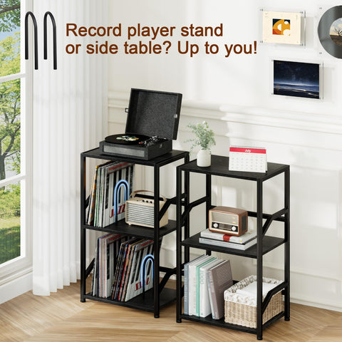 LOAKEKEL Record Player Stand, Vinyl Record Storage Hold Up to 200 Albums