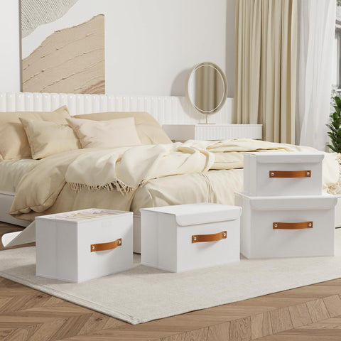 OUTBROS 1 Pack Fabric Storage Boxes with lids, 38x25x25cm, White