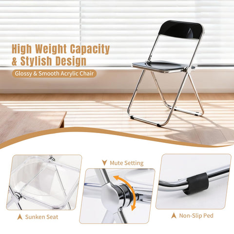 TAO ONE Acrylic Folding Chair Morden Chrome Chair-Black