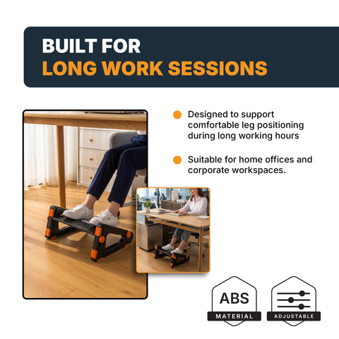 Adjustable Foot Rest Under Desk by UKGator | Dual Mode Under Desk Foot Rest | Height Adjustable Foot Stool with Massage Rollers