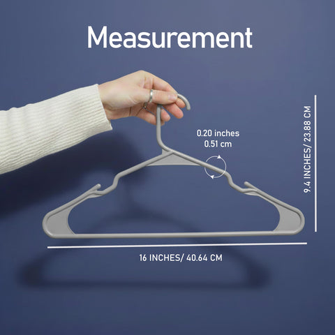 Utopia Home 20 Pack Plastic Hangers Space Saving, Durable Hanger with Shoulder Grooves, Grey