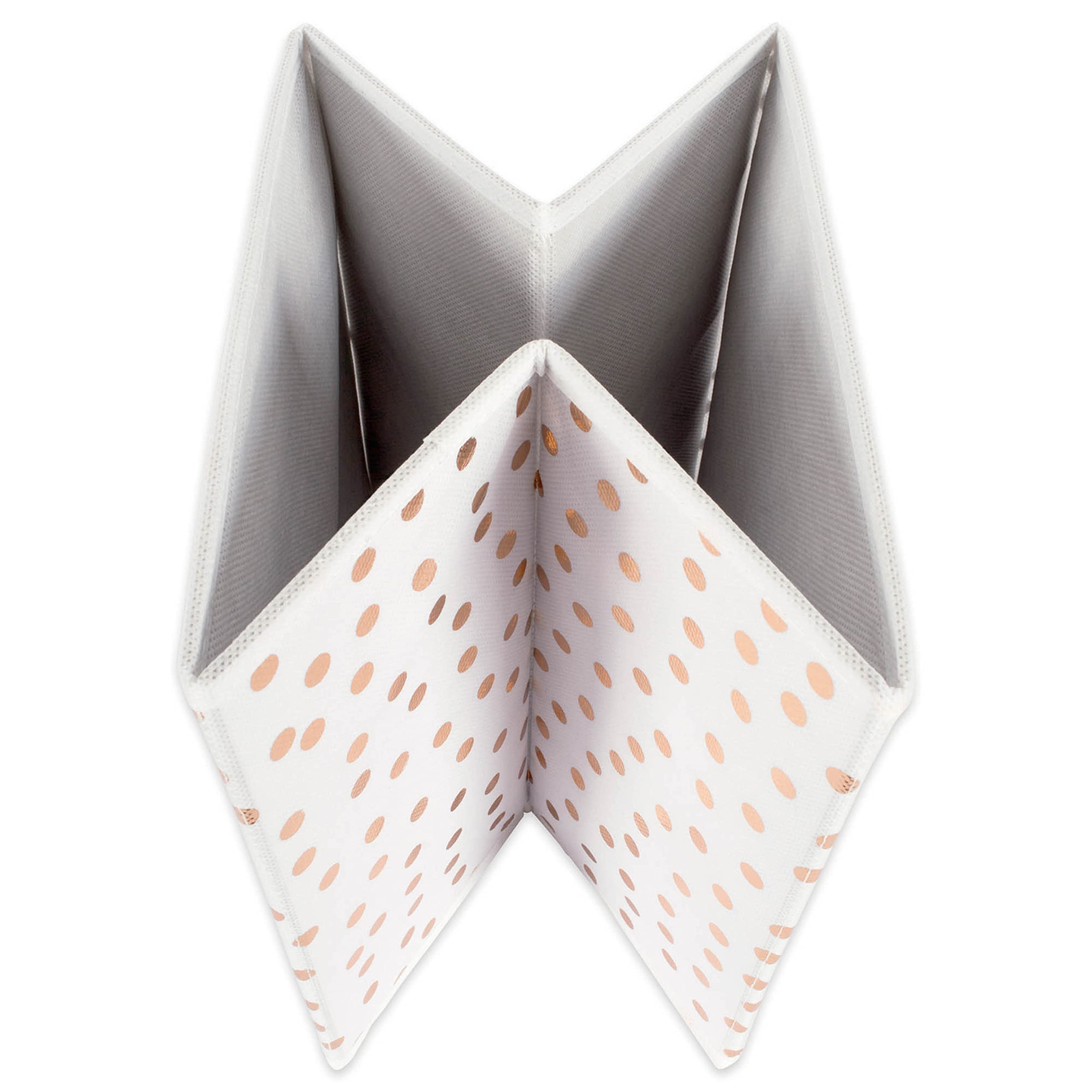 DII Non Woven Polyester Storage Bin, Polka Dot, White & Copper, Large Set of 2