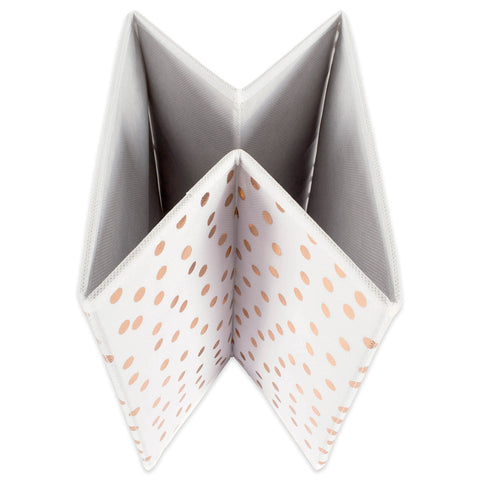 DII Non Woven Polyester Storage Bin, Polka Dot, White & Copper, Large Set of 2