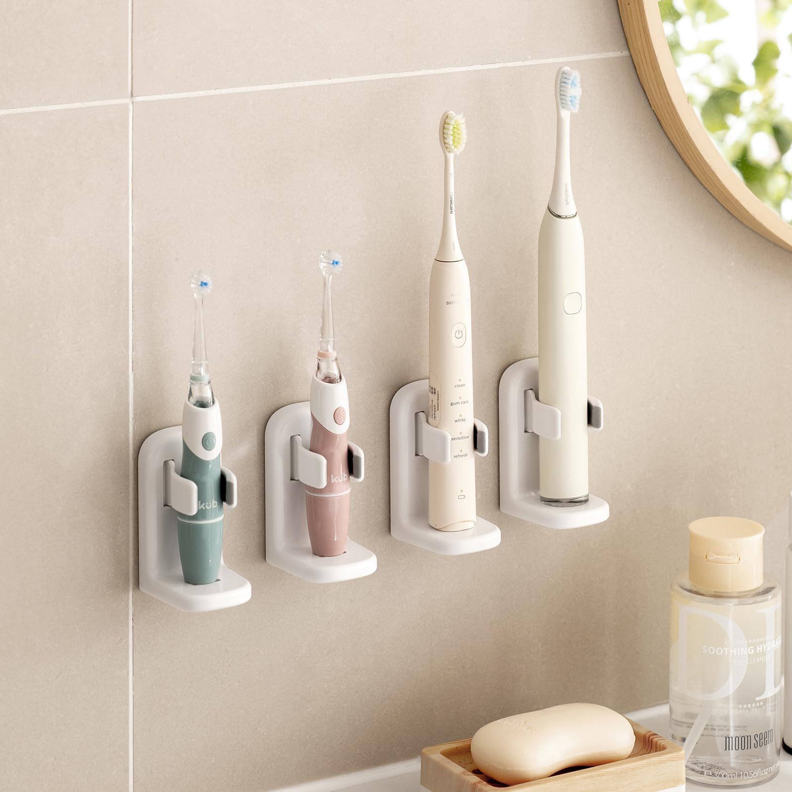 Toski Electric Toothbrush Holder Wall Mounted, 2 PCS Tooth Brush Holder