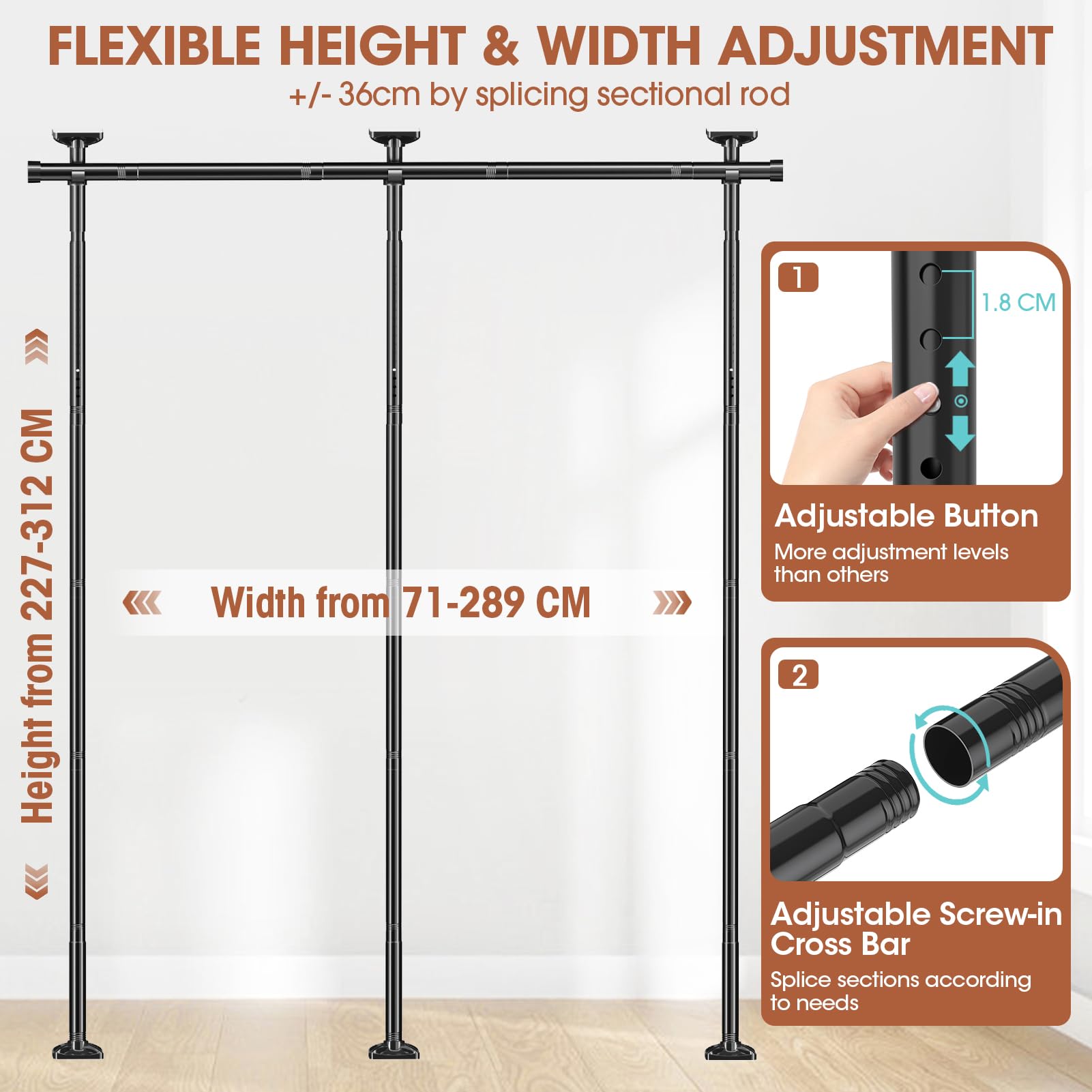 Room Divider No Drilling Curtain Rod Wall Divider for Room Separation