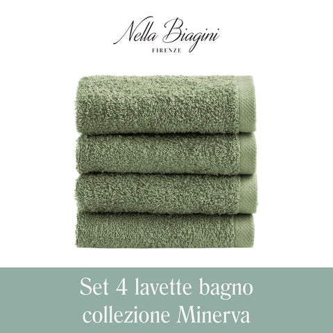 NELLA BIAGINI Minerva Bath Towels 30 x 30 cm, Set of 4, 100% Pure Terry Cotton, 420 g/m², Soft, Absorbent, Practical, Durable, Solid Colour