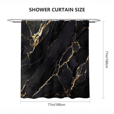 AIBIIN Black Marble Shower Curtain for Bathroom Modern Abstract Fabric Cloth Shower Curtains Durable Polyester Material with 12 Hooks 180x180cm