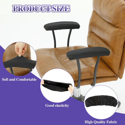 Kalion Office Chair Armrest Covers, Arm Pads - 2Pcs Stretchable Polyester Protector Cover (Black)