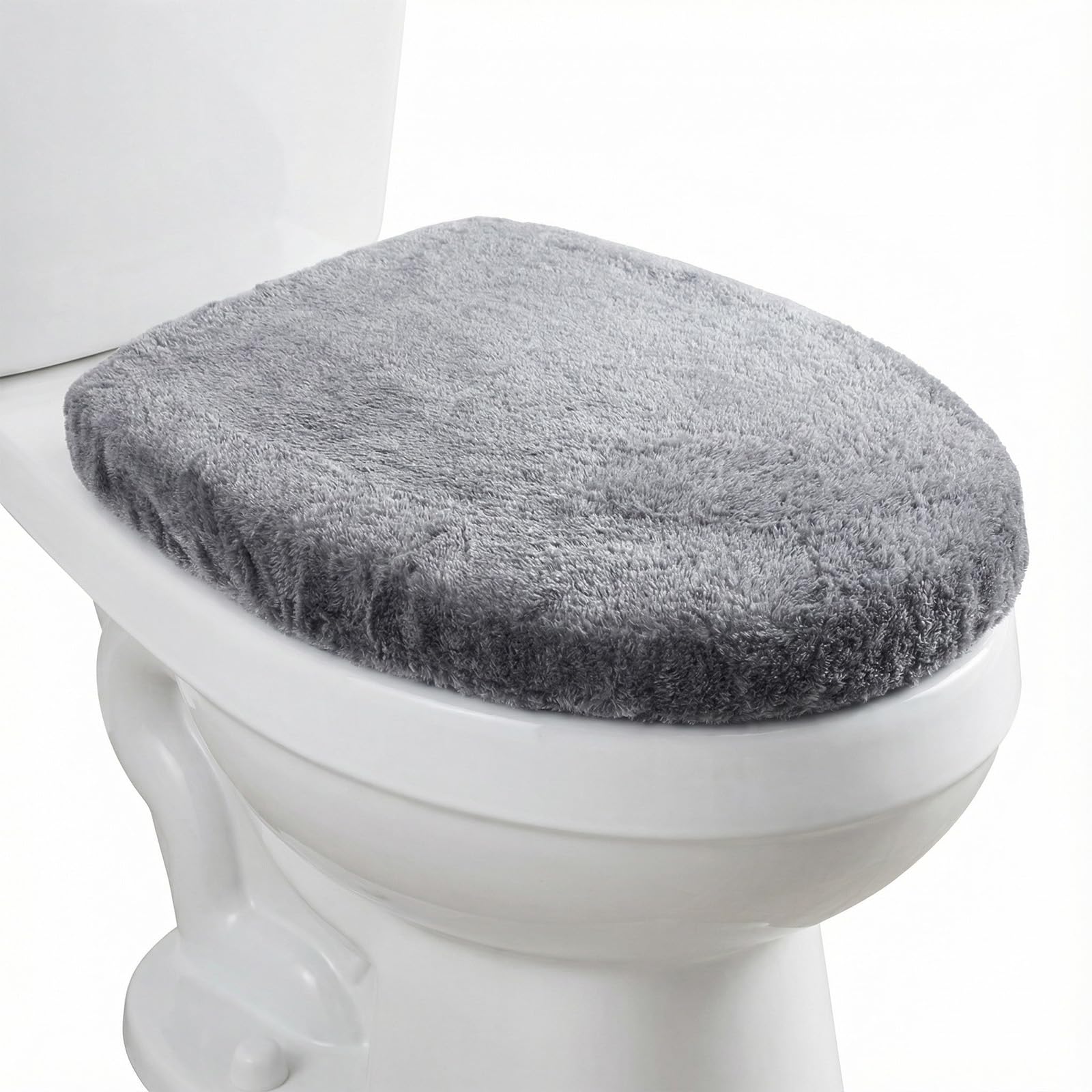 1 PCS Toilet Seat Lid Cover Microfiber Soft Velvet Toilet Cover Durable Adjustable Stretch Fuzzy Seat Covers with Elastic Bottom Absorbent Machine