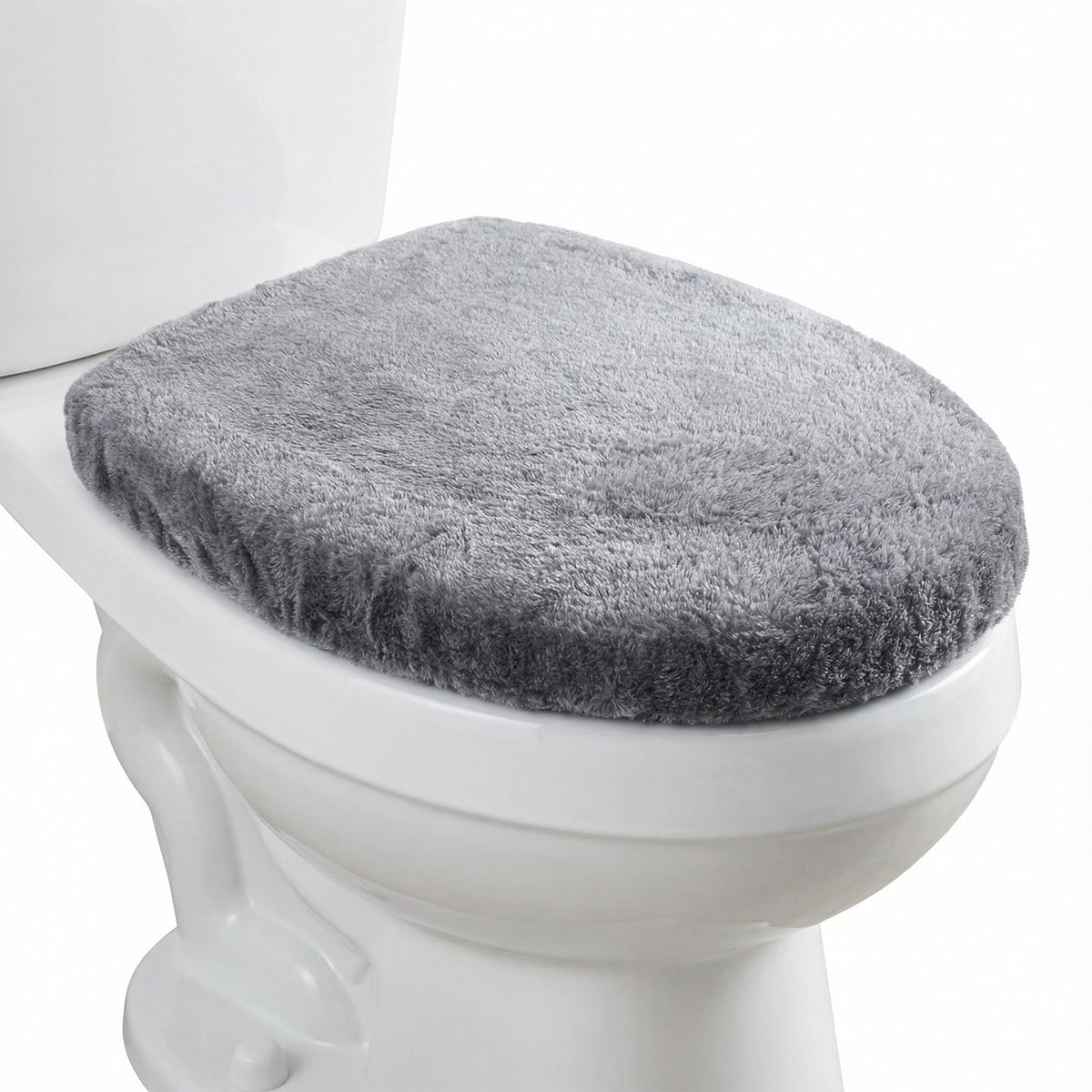 1 PCS Toilet Seat Lid Cover Microfiber Soft Velvet Toilet Cover Durable Adjustable Stretch Fuzzy Seat Covers with Elastic Bottom Absorbent Machine
