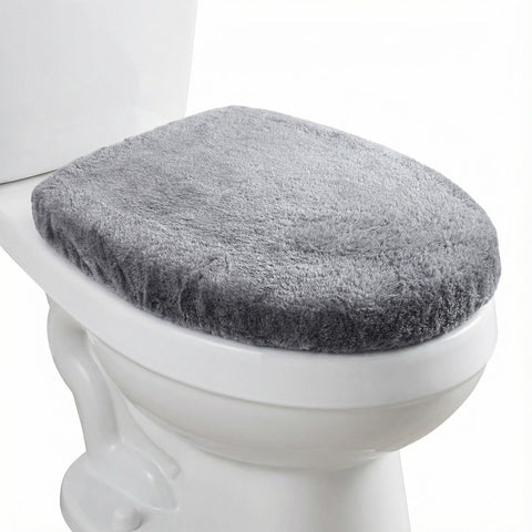 1 PCS Toilet Seat Lid Cover Microfiber Soft Velvet Toilet Cover Durable Adjustable Stretch Fuzzy Seat Covers with Elastic Bottom Absorbent Machine