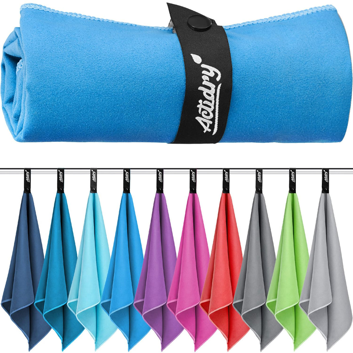 Actidry Microfiber towel - XL/L/M - 10 colors - light, quick-drying, highly absorbent - beach, bath, sauna, swimming towels, extra large