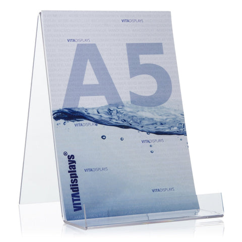 Plexiglas® Book Stand/Stand as Goods Carrier and Angled Stand in DIN A5 Format
