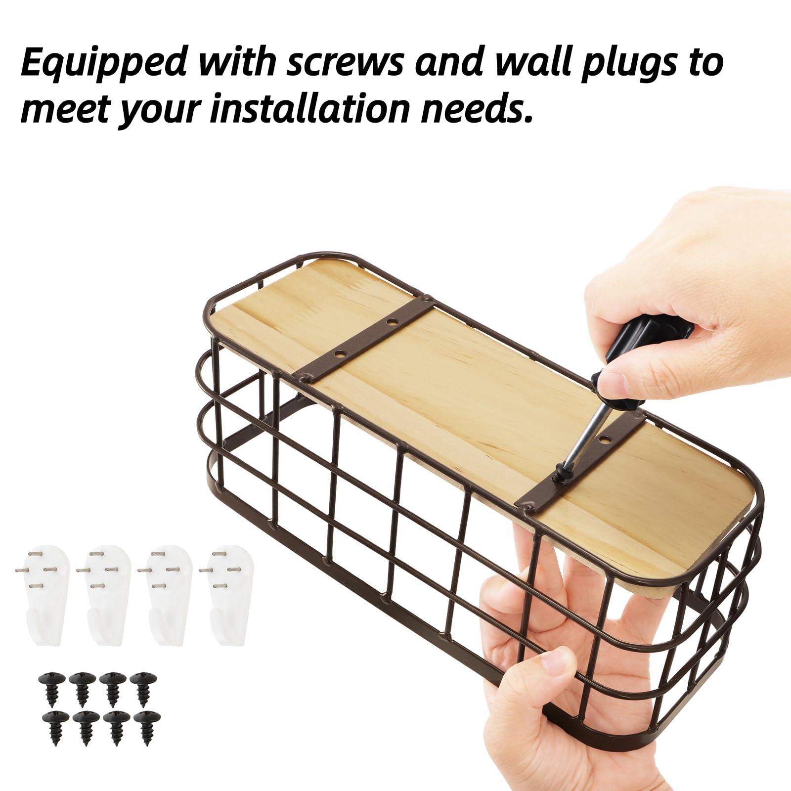 Dicunoy 2 Pack Small Wire Storage Baskets, Narrow Multipurpose Organizer Basket Bin, Farmhouse Rectangle Bathroom Organizer for Kitchen Countertop