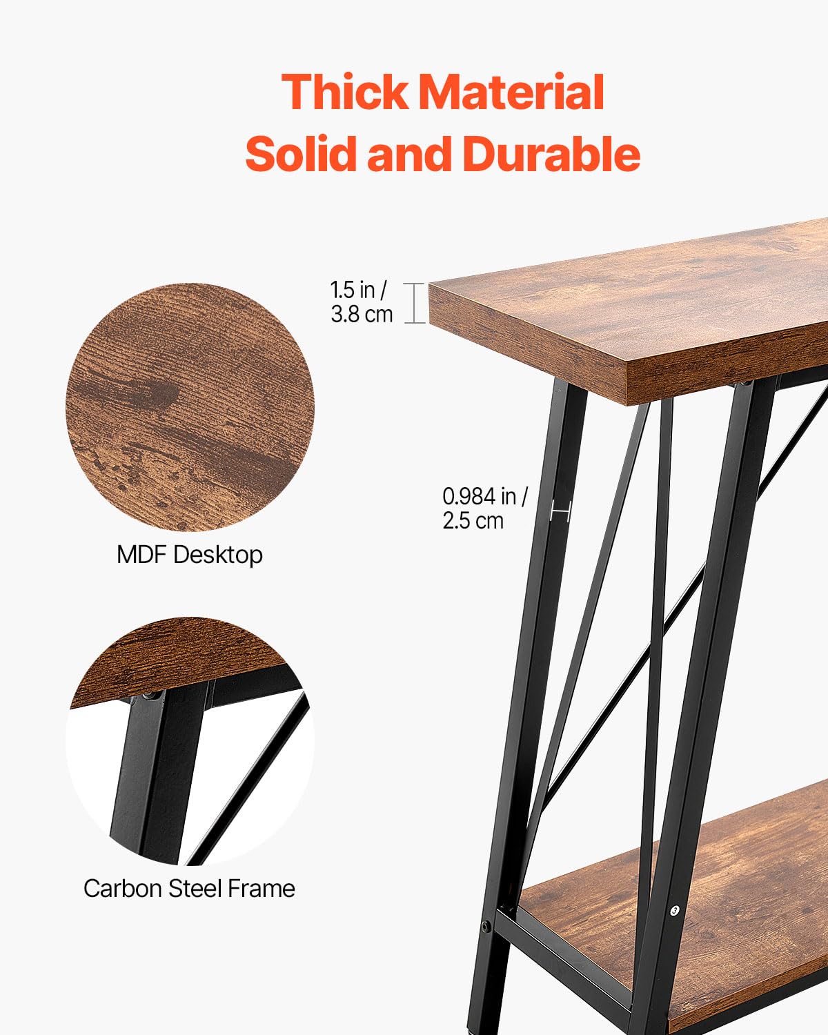 VEVOR Narrow Console Sofa Table, 70.9 inches Behind Couch Table, 2-Tier Long Entryway Table and Skinny Hallway Table