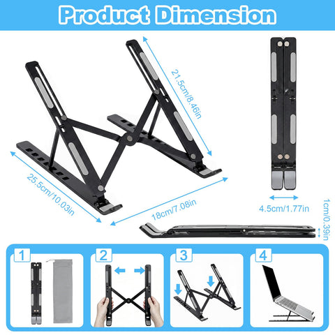 SAYEEC Laptop Stand for Desk Portable Laptop Riser 7 Angles Ergonomic Adjustable Computer Stand Aluminum Foldable Laptop Stands Ventilated Cooling