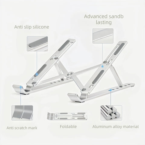 JUNEYE Laptop Stand Lap Desk, Ergonomic Foldable Computer Stand with Adjustable Height, Ventilated Aluminium Alloy Riser Compatible with MacBook Air