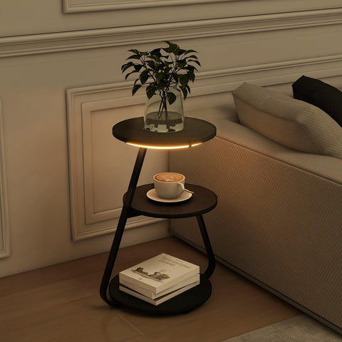 ARTETHYS Side Table, Small Round Coffee Table, Black