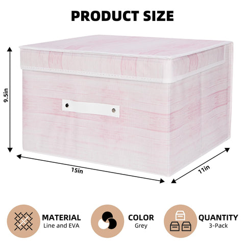 HNYQQL Fabric Storage Boxes With Lids 3 Pack, Fabric Storage Baskets With Lids for Foldable Medium Canvas Storage Baskets for Organisation, Shelf