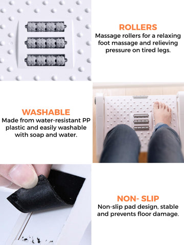 MAGIC SELECT Adjustable Under Desk Foot Rest, Ergonomic Office Footrest, Non-Slip, Foot Rest with Massage Function, Improves Posture and Circulation