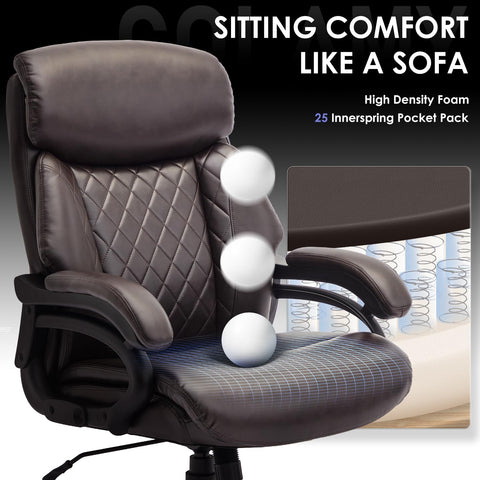 COLAMY Big and Tall Office Chair 400lbs, PU Leather Executive Office Chair for Heavy People