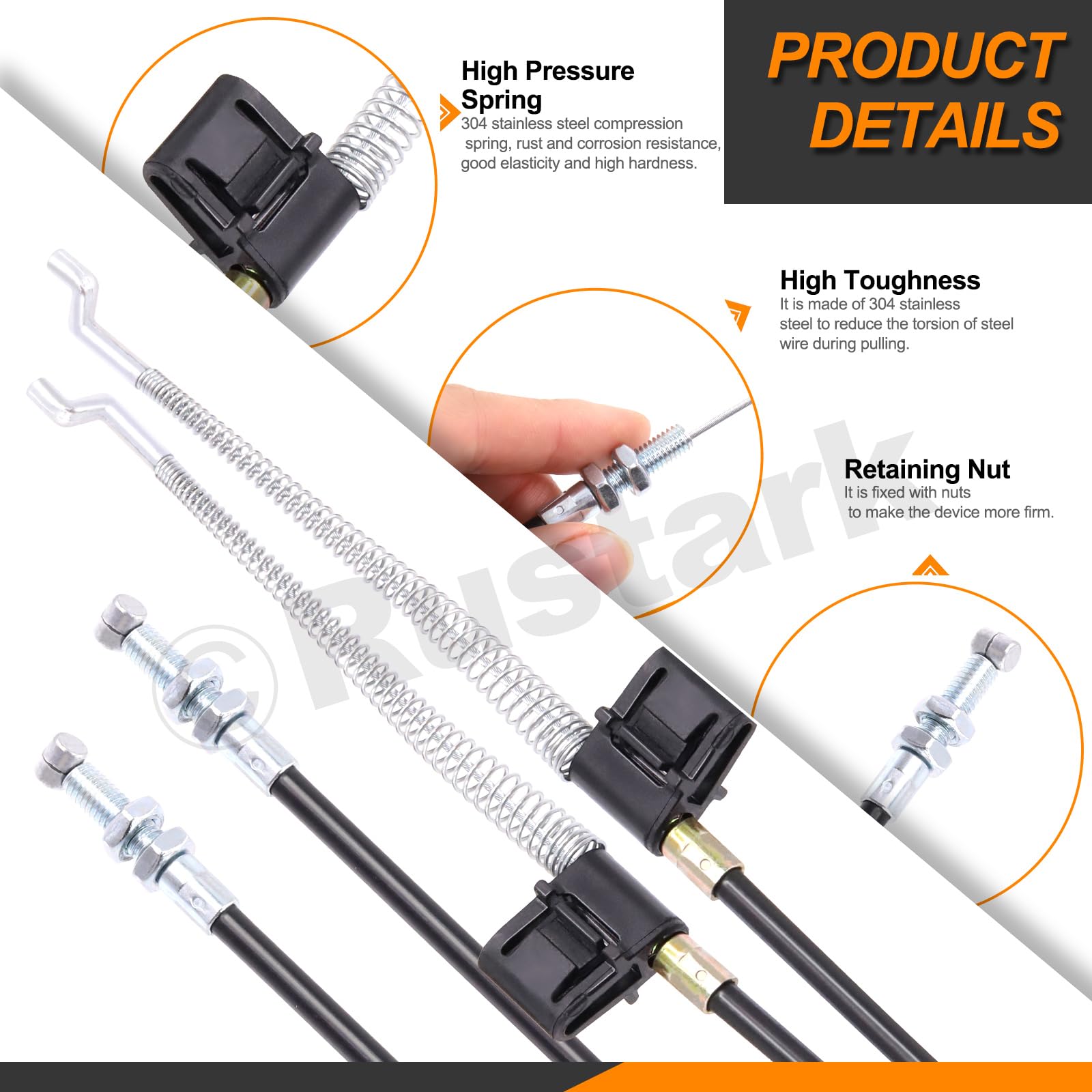 Rustark 2 Sets Metal Recliner Replacement Parts with Cable, Universal Recliner Release Pulls Handle Replacement with Pulls Cable for Most Couch Style