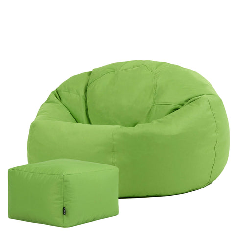 Bean Bag Bazaar Kingston Outdoor Bean Bag & Footstool with Filling, Green