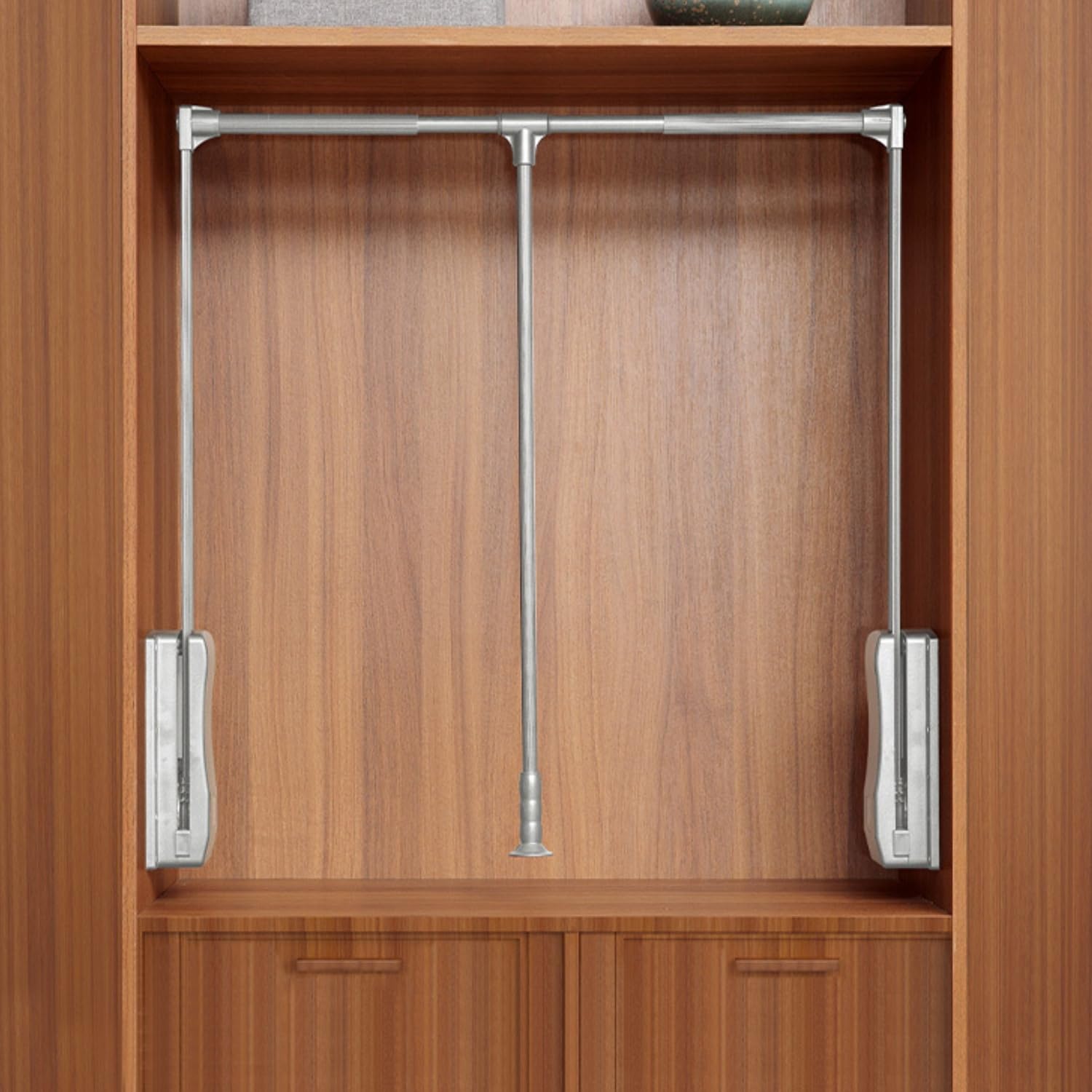 ybaymy Pull Down Wardrobe Rail Adjustable Width 890mm to 1210mm Pull Down Hanging Rail for Wardrobe Heavy Duty Pull Down Clothes Rail Lift for Closet