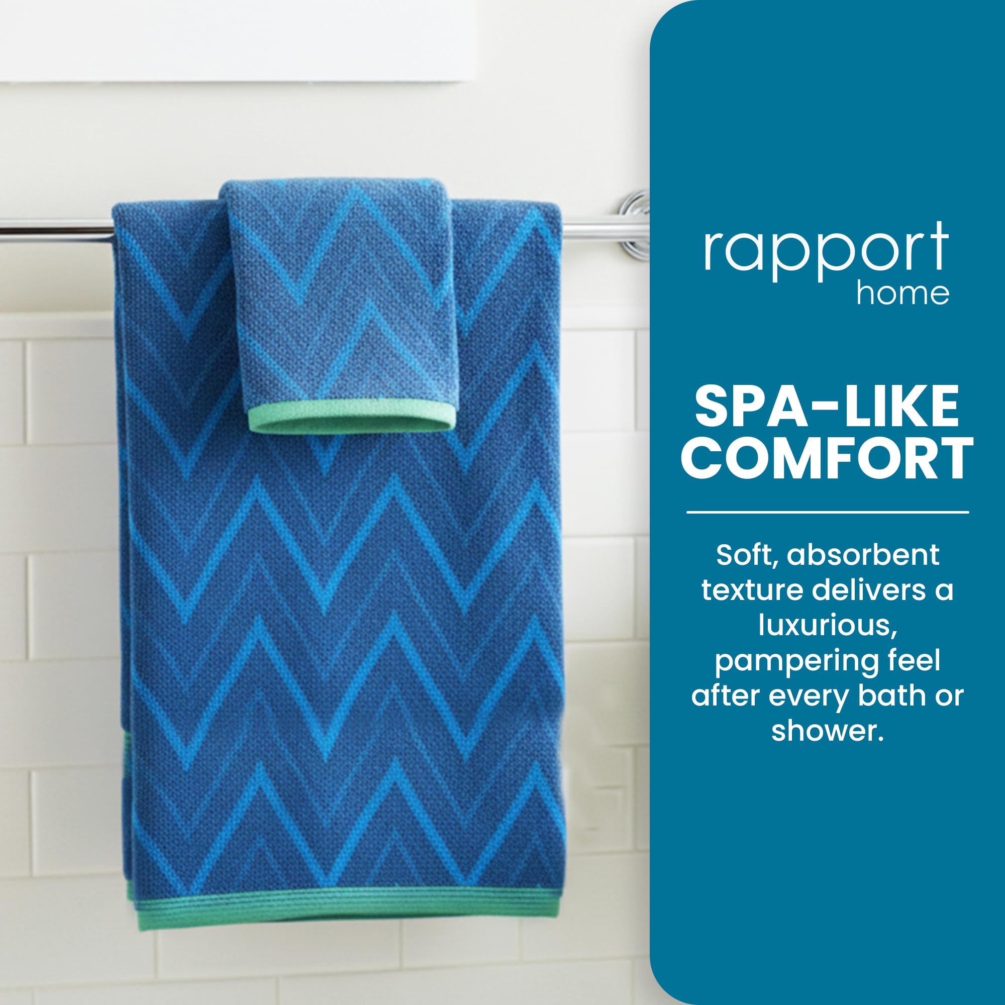 Rapport Home Helix Face Towels 2 Pack, 30x30cm 100% Cotton - Ocean Blue