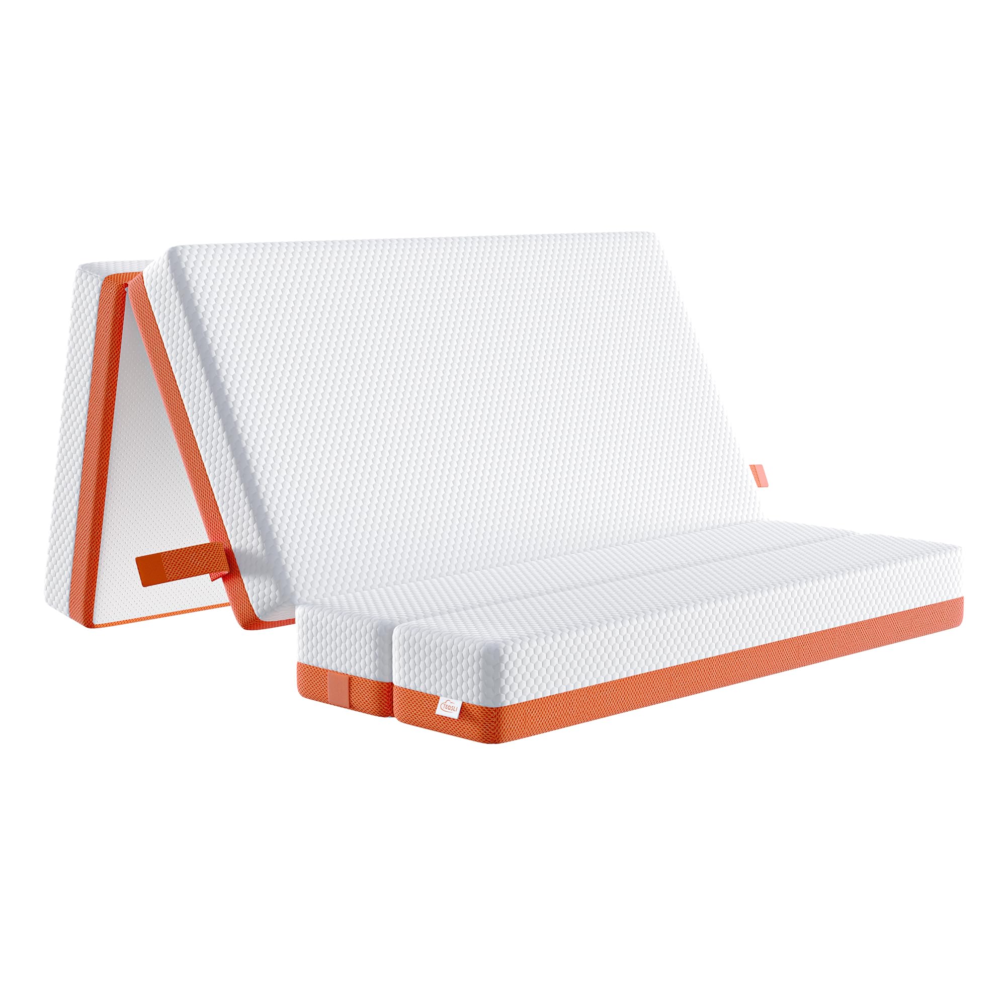 TeQsli Double Foldable Mattress, 10CM Memory Foam Folding Mattress with Removable Washable Cover, for Guest Beds, Camping and Road Trips