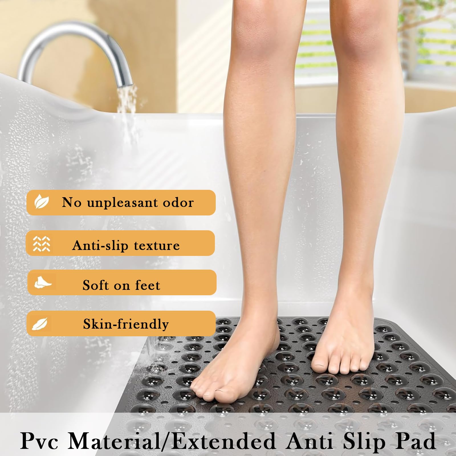 Non Slip Bathroom Mat with Suction Cups Washable Bathtub Floor Rug