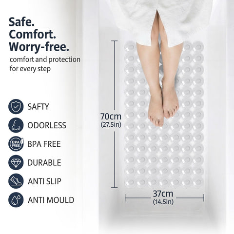 XIYUNTE Shower Mat Non Slip Anti Mould for Elderly-70x37cm Non Slip Bath Mat for Inside Bath, Cut-to-Fit Anti Slip Shower Mat