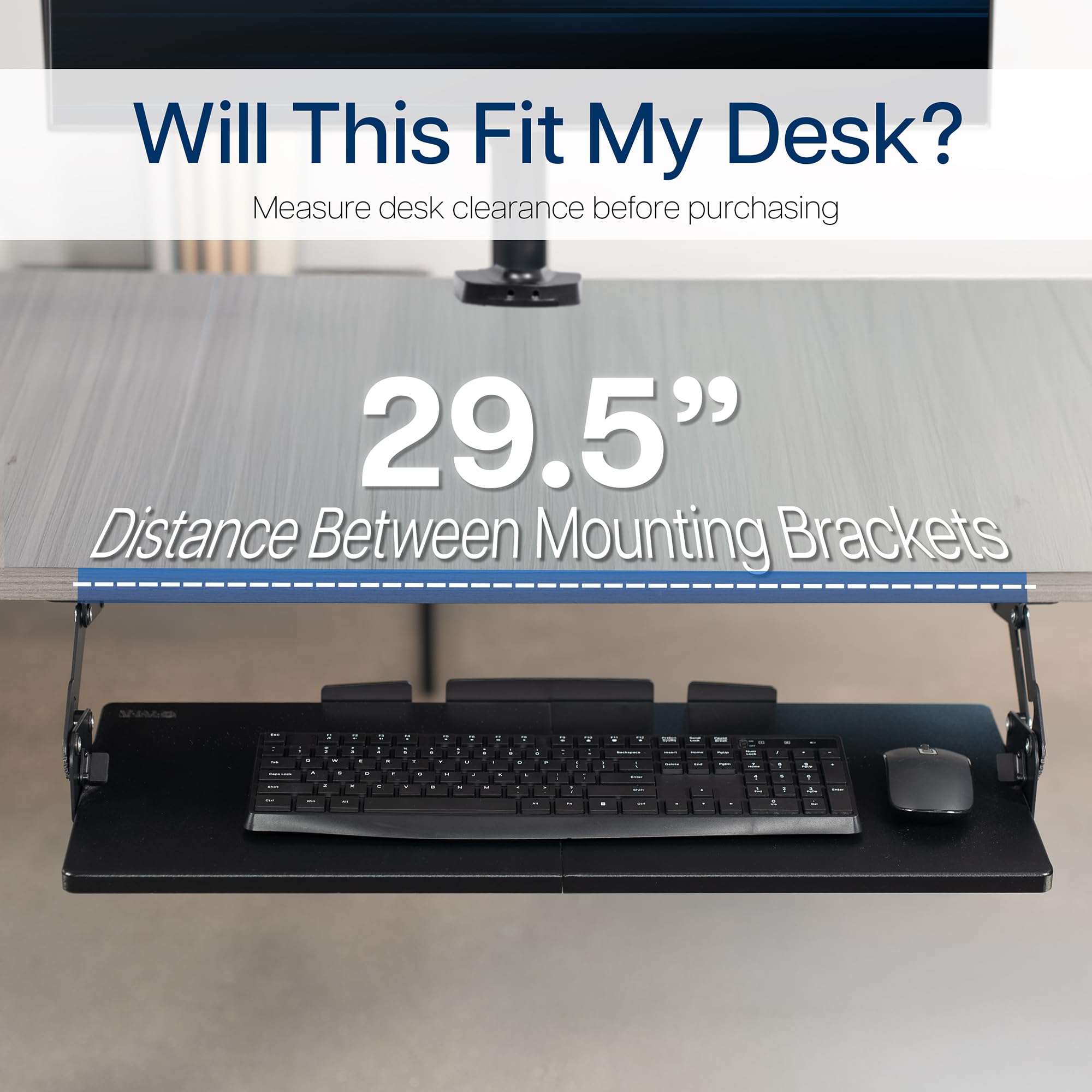VIVO Large Under Desk 68 x 28 cm Computer Keyboard and Mouse Tray with Swinging Height Adjustment, 12 Settings, Platform Drawer for Typing, Black