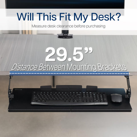 VIVO Large Under Desk 68 x 28 cm Computer Keyboard and Mouse Tray with Swinging Height Adjustment, 12 Settings, Platform Drawer for Typing, Black