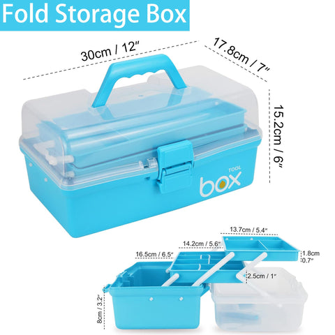 imuounl 3 Layer Multipurpose Storage Box,Plastic Tool Box,Art & Crafts Storage Box with Compartments