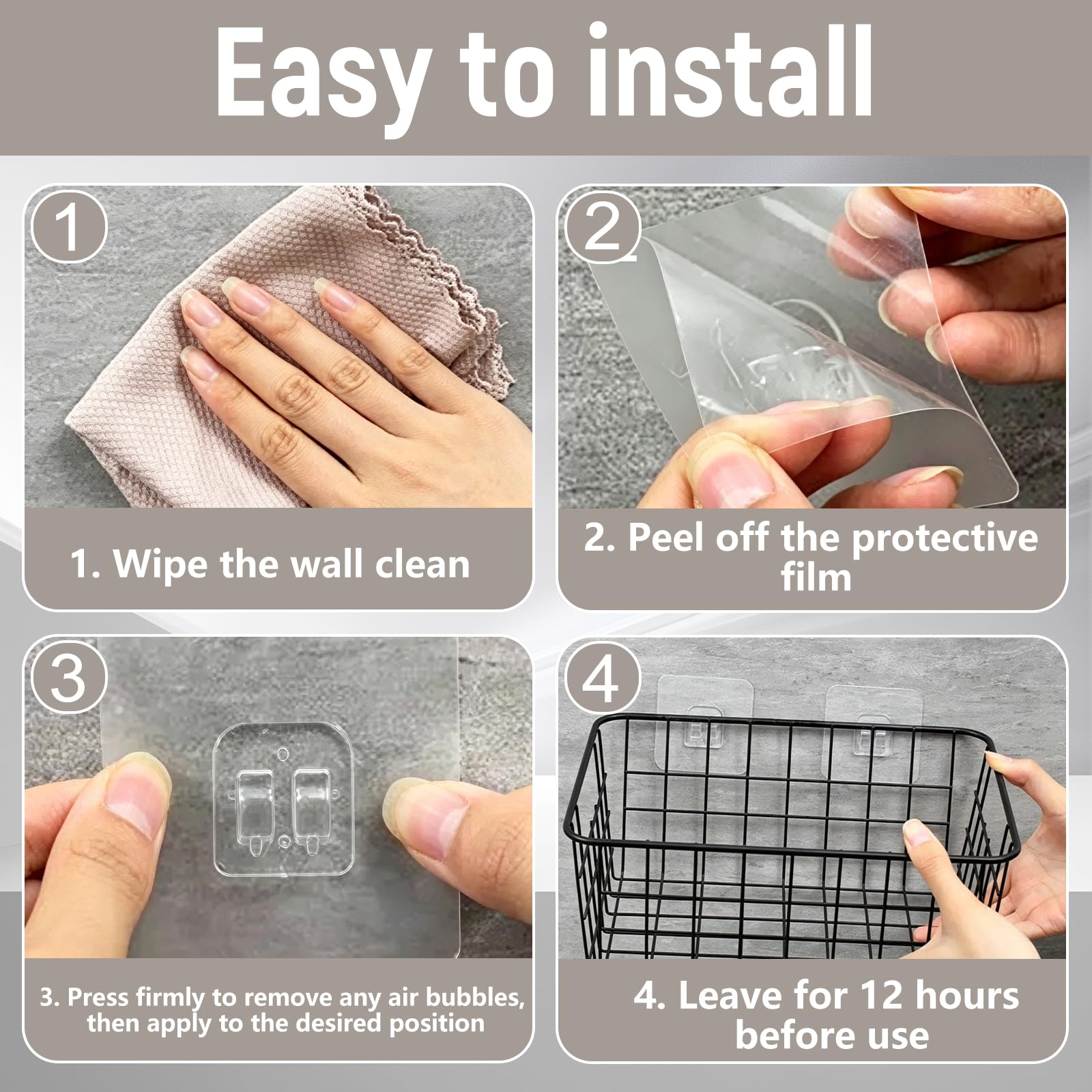 20 PCS Shower Caddy Adhesive Replacement, Adhesive Shower Caddy Hooks