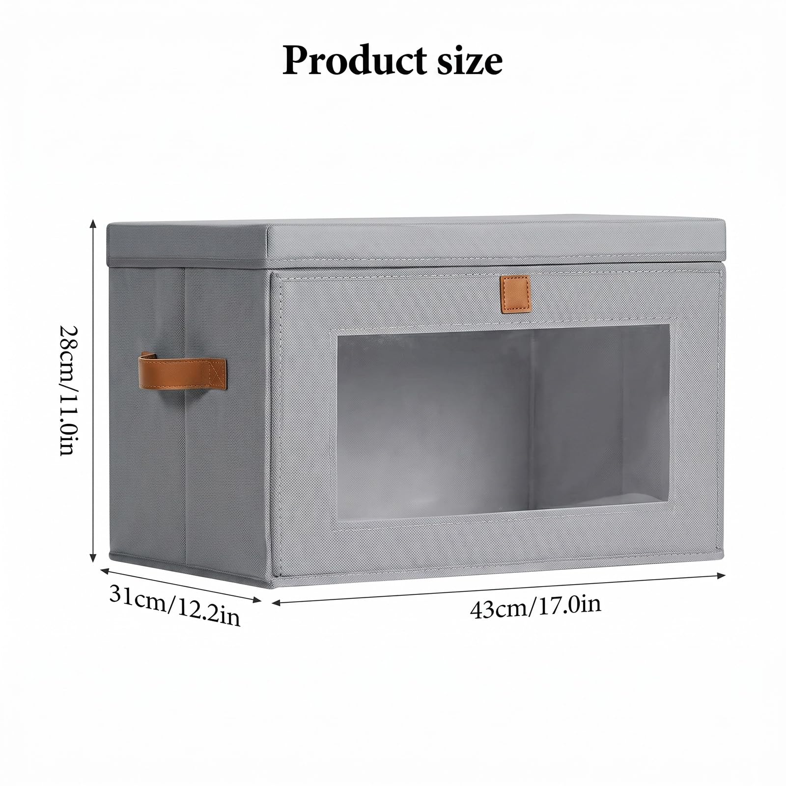 2 Pack Wardrobe Storage Boxes with Lids, Clear Window 37L Large Clothes Storage, Collapsible Storage Box with PU Handles