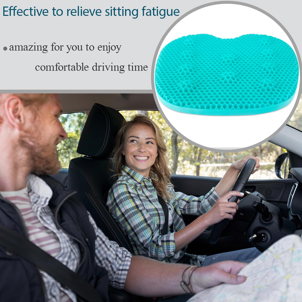 Honeycomb Gel Seat Cushion Wavy Bump Design 17x16-Inch Large Cooling Sitting Pillow for Long Sitting, Pain Relief Cushion for Wheelchair