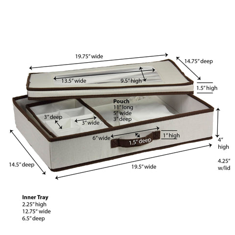 Household Essentials Vision Window Tabletop Set Chest, Natural Canvas with Brown Trim