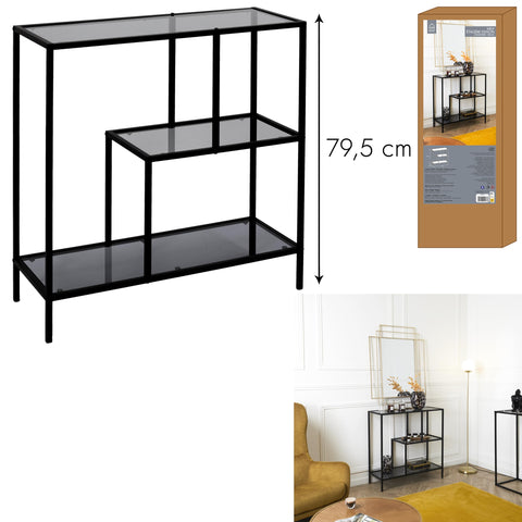 HOME DECO FACTORY - HD0083 - Edison Glass Shelf Smoked 80 x 30 x 79.5 cm