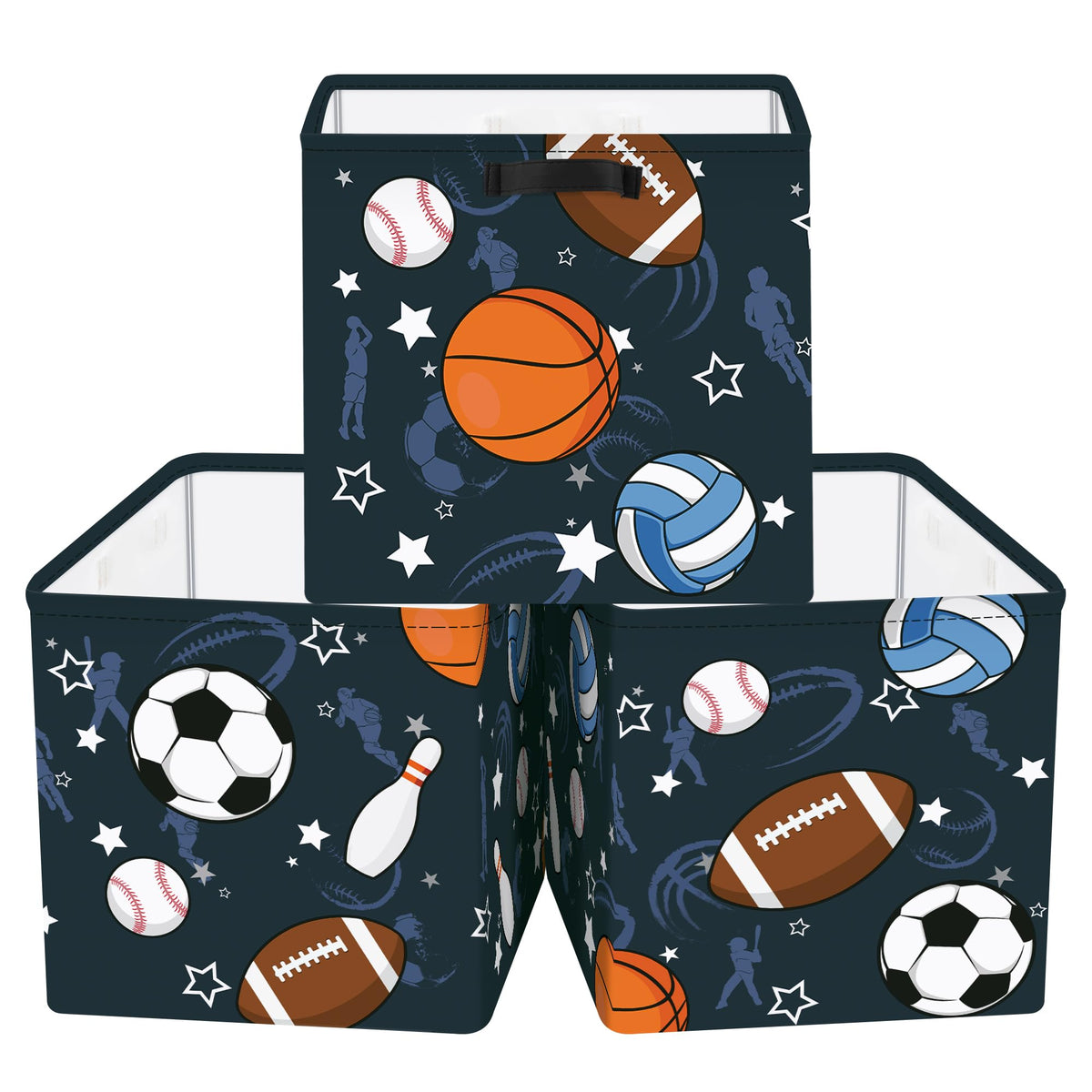 Clastyle 3 pcs Sport Ball Cube Storage Boxes for Shelves Kallax Boxes