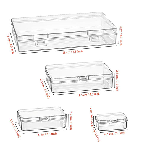 Goodma 36 Pieces Mixed Sizes Rectangular Plastic Organizer Box, Transparent