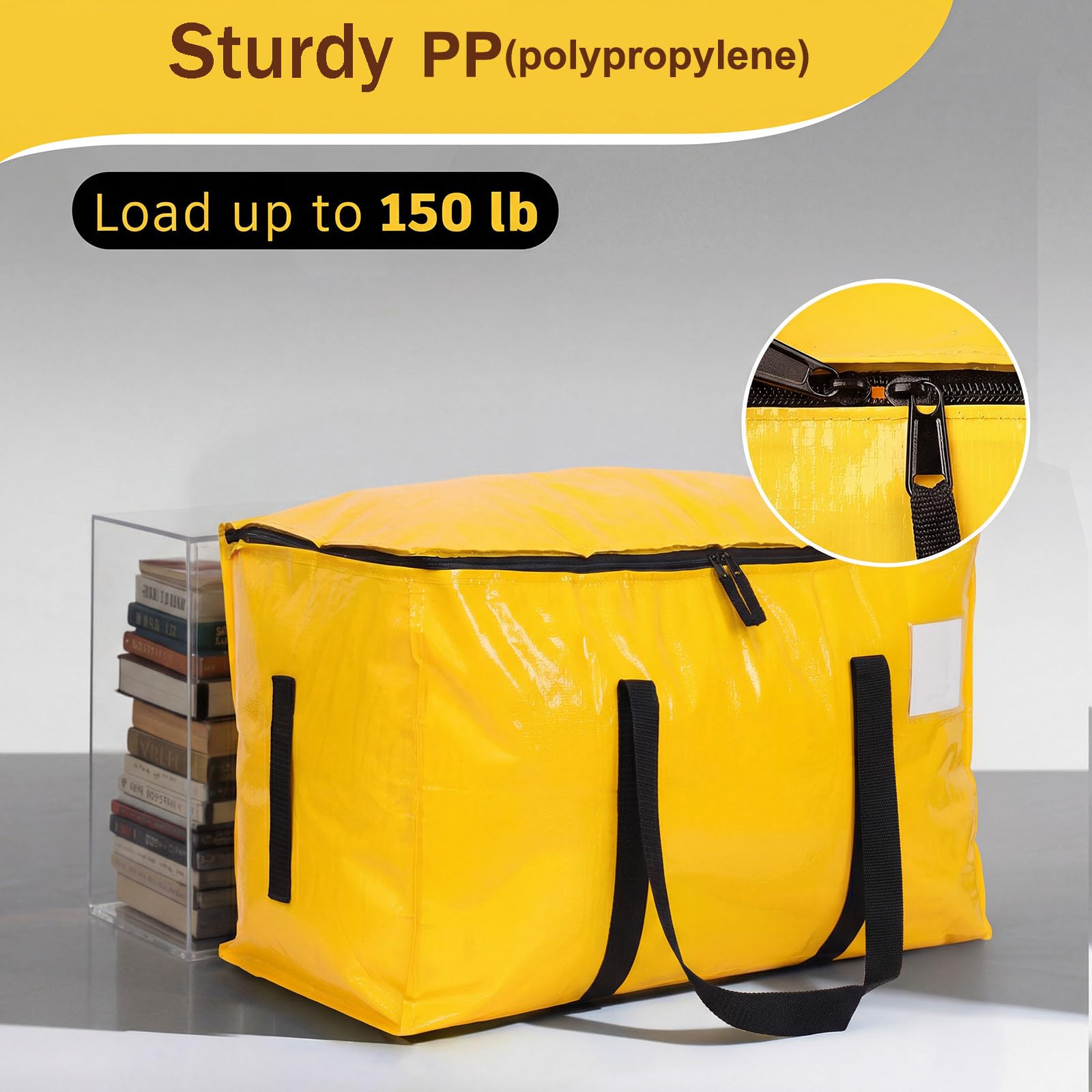3 Pack 90L Moving Bags, Heavy Duty Storage Bag Dorm Moving Essential,Yellow